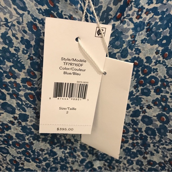 NWT Derek Lam Silk Cold Shoulder Blouse 2 blue red white - Picture 13 of 15